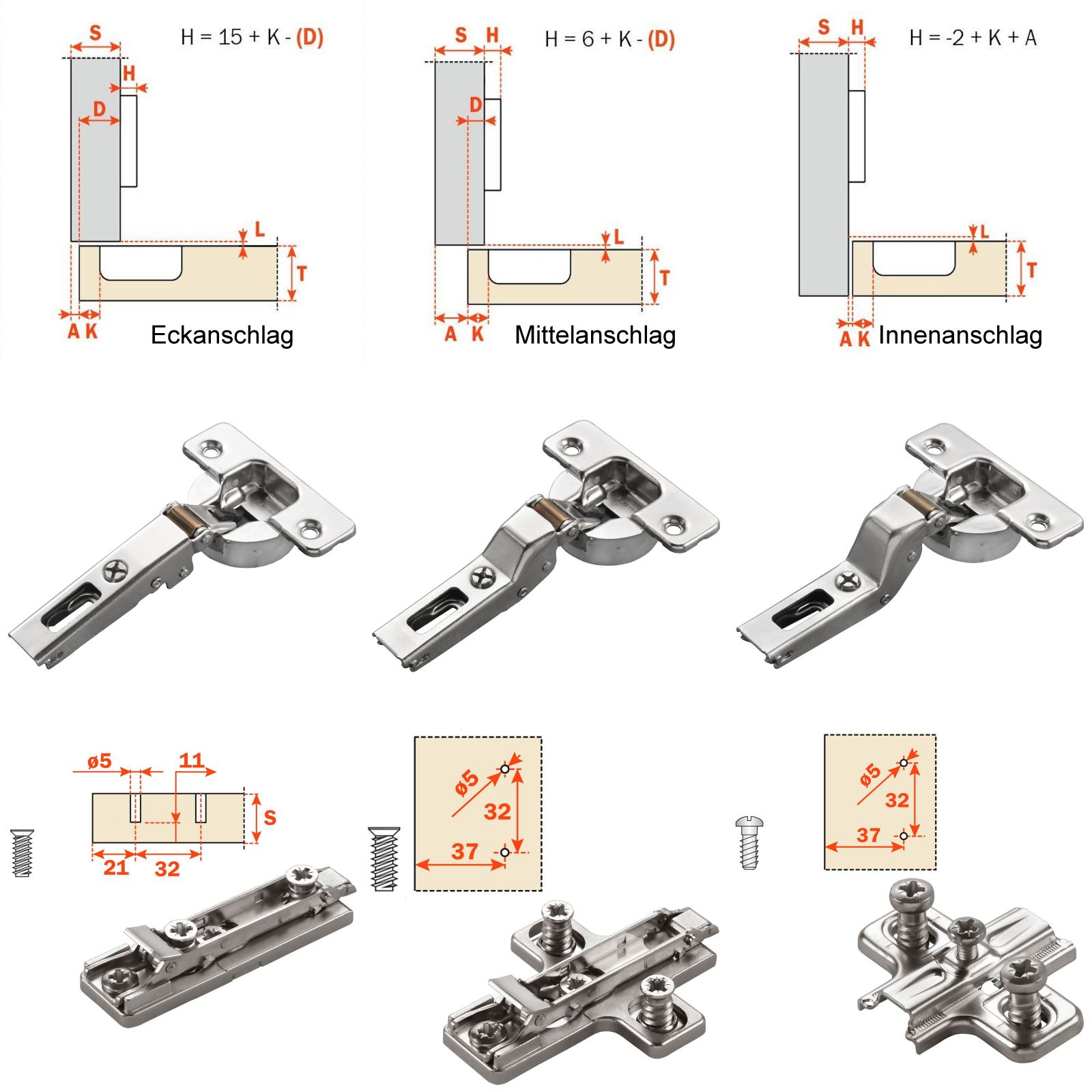 Langlochverstellung Topfscharnier von SO-TECH® 2 x Salice ...